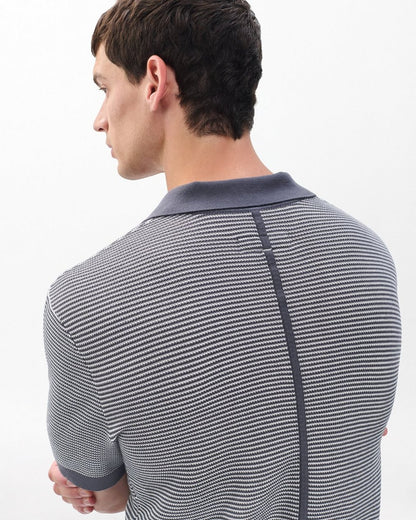 Harvey Knit Johnny Collar Polo - Wet Iron