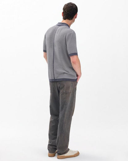 Harvey Knit Johnny Collar Polo - Wet Iron