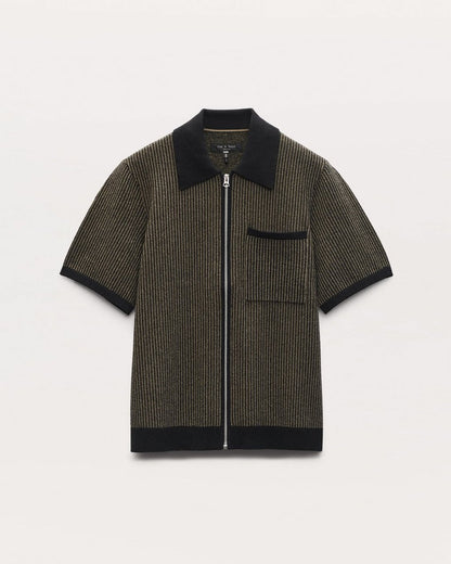 Zuma Zip Knit Polo Shirt - Black