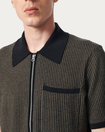 Zuma Zip Knit Polo Shirt - Black