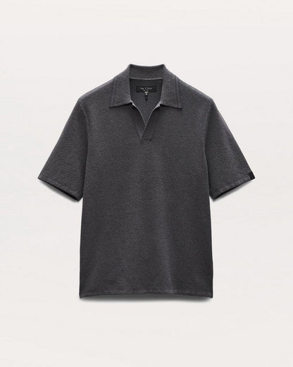 Zuma Johnny Collar Knit Polo Shirt - Dark Grey