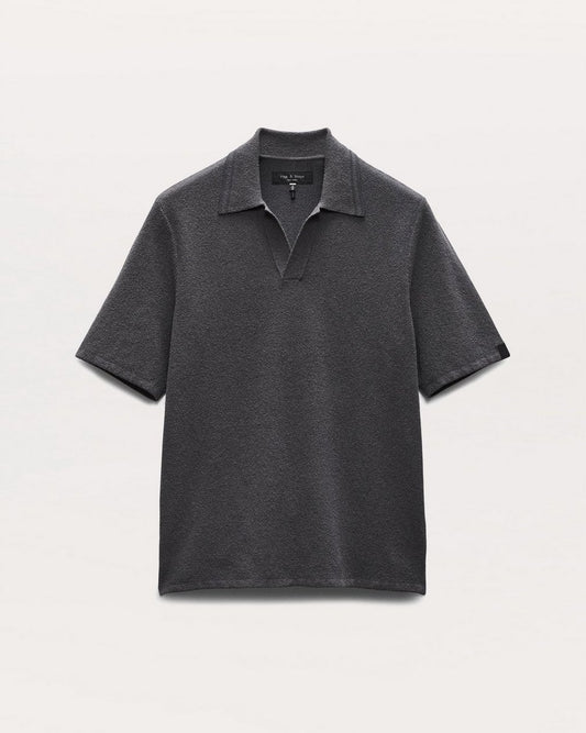 Zuma Johnny Collar Knit Polo Shirt - Dark Grey