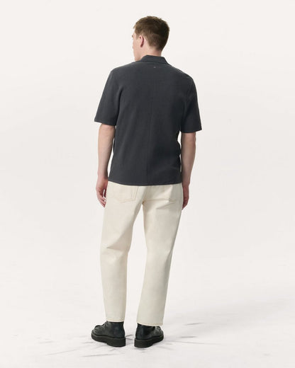Zuma Johnny Collar Knit Polo Shirt - Dark Grey