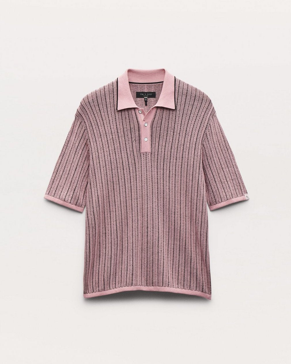 Harvey Striped Knit Polo Shirt - Grape