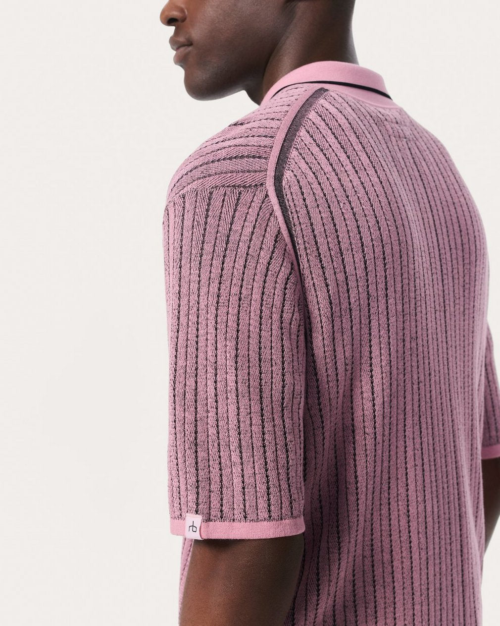 Harvey Striped Knit Polo Shirt - Grape