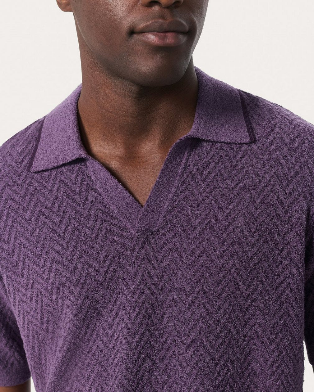 Zuma Herringbone Knit Polo Shirt - Washed Violet