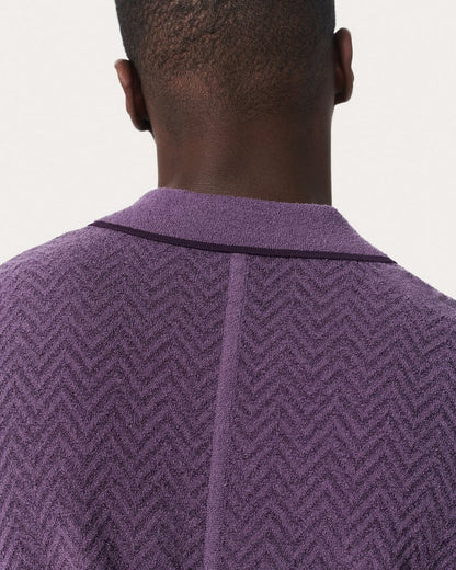Zuma Herringbone Knit Polo Shirt - Washed Violet