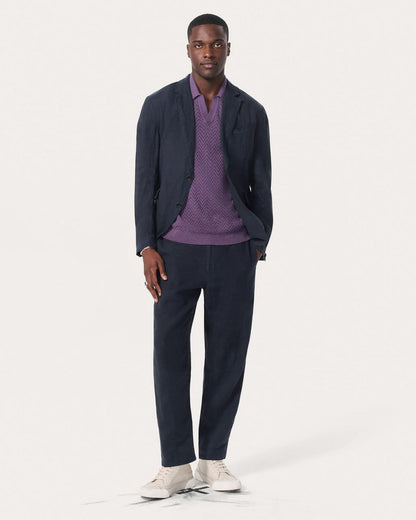 Zuma Herringbone Knit Polo Shirt - Washed Violet