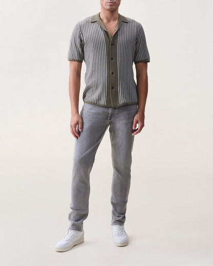 Micha Camp-Collar Knit Shirt - Gravel Multi