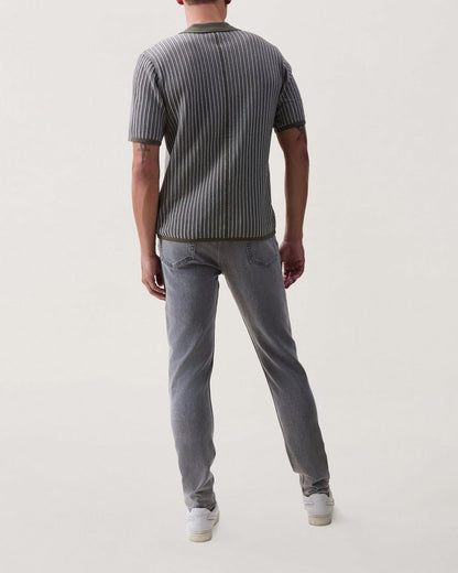 Micha Camp-Collar Knit Shirt - Gravel Multi