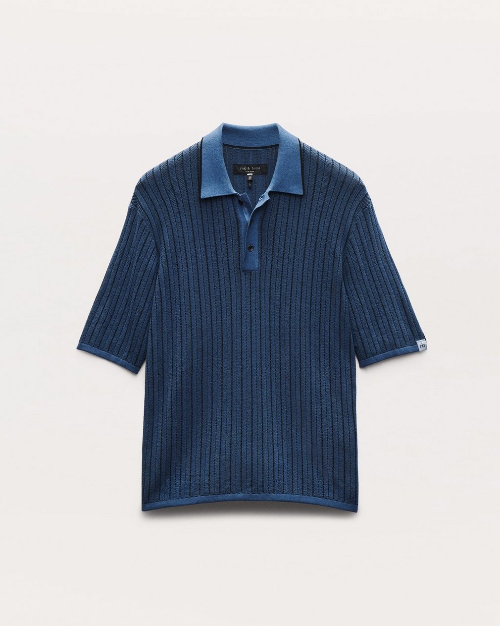 Harvey Striped Knit Polo Shirt - Moonlight