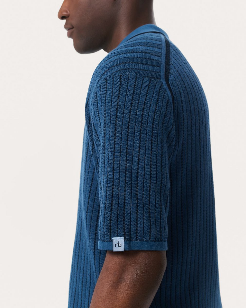 Harvey Striped Knit Polo Shirt - Moonlight