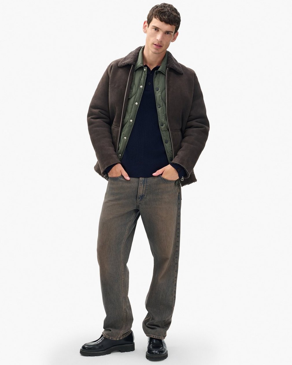Crawford Wool-Cashmere Polo Sweater - Navy