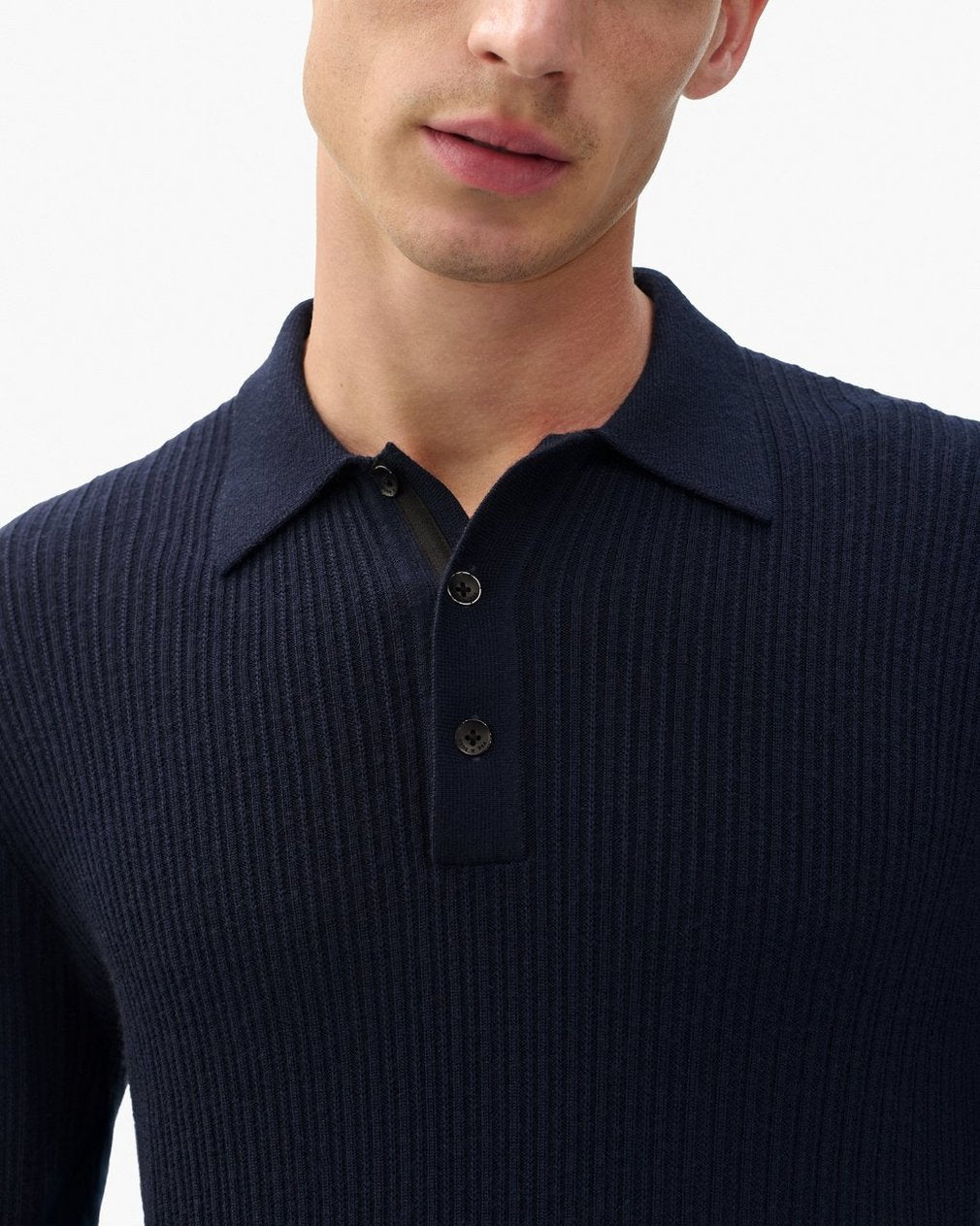 Crawford Wool-Cashmere Polo Sweater - Navy