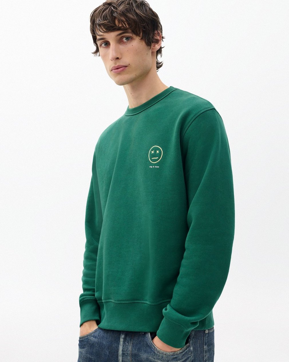 Sour Face Embroidered Sweatshirt - Pine Forest