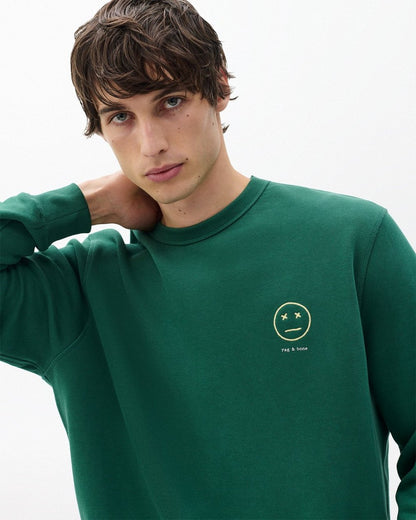 Sour Face Embroidered Sweatshirt - Pine Forest