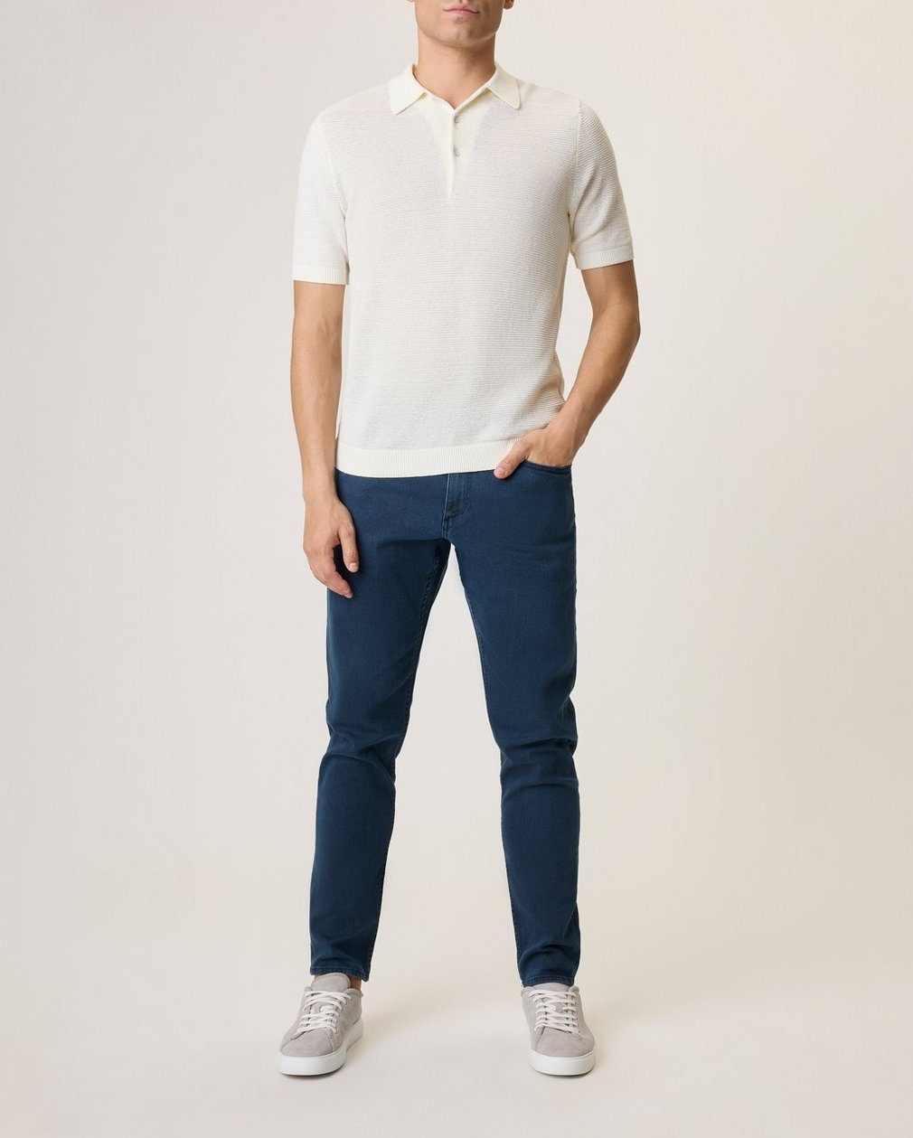 Lewis Cotton Polo Shirt - Ivory