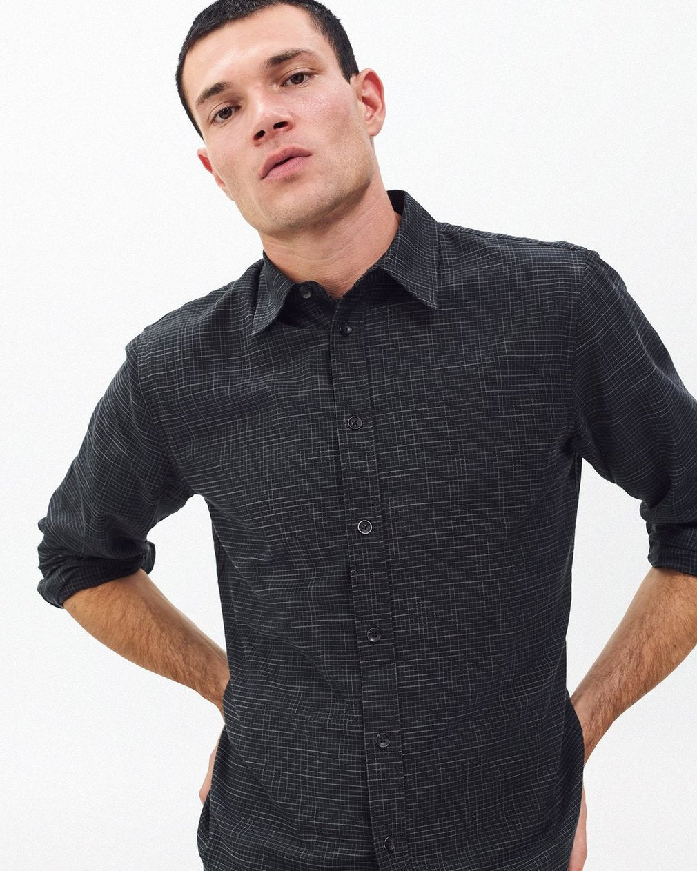 Tomlin Crosshatch Shirt - Black/Grey