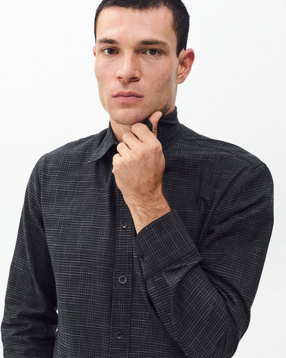 Tomlin Crosshatch Shirt - Black/Grey