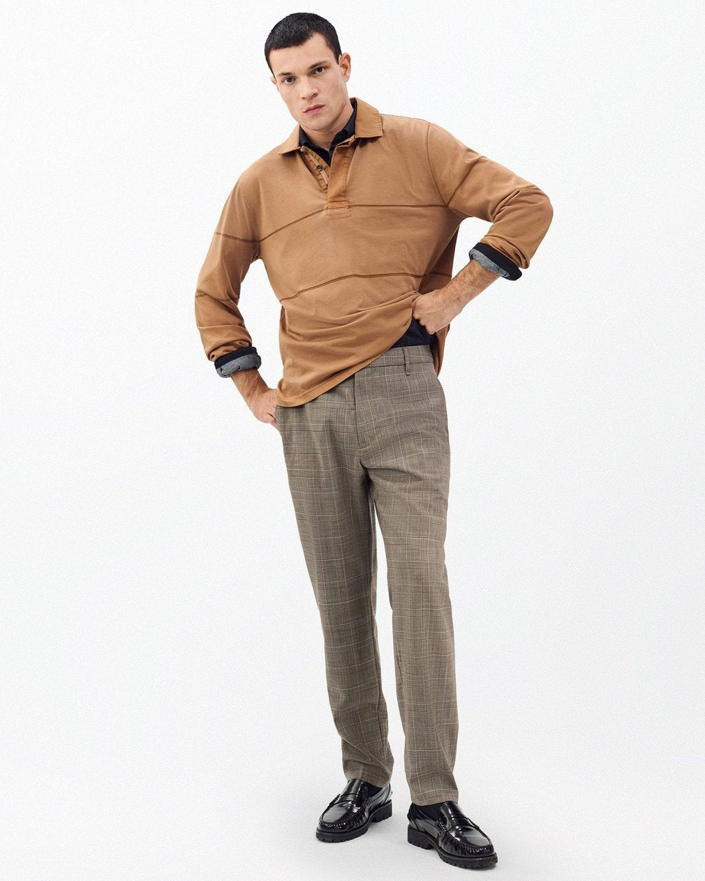 Washed Cotton Rugby Shirt - Washed Brown