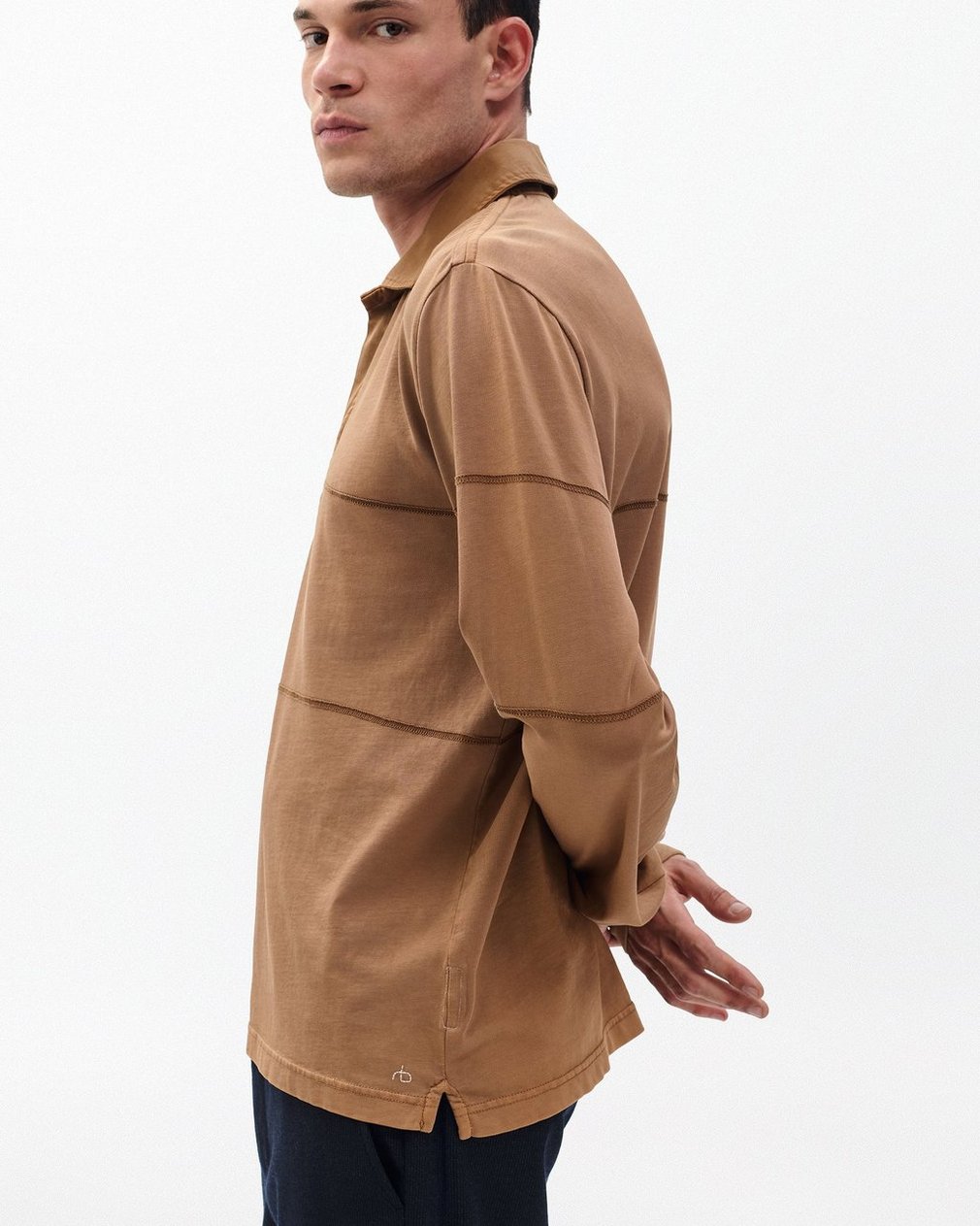 Washed Cotton Rugby Shirt - Washed Brown