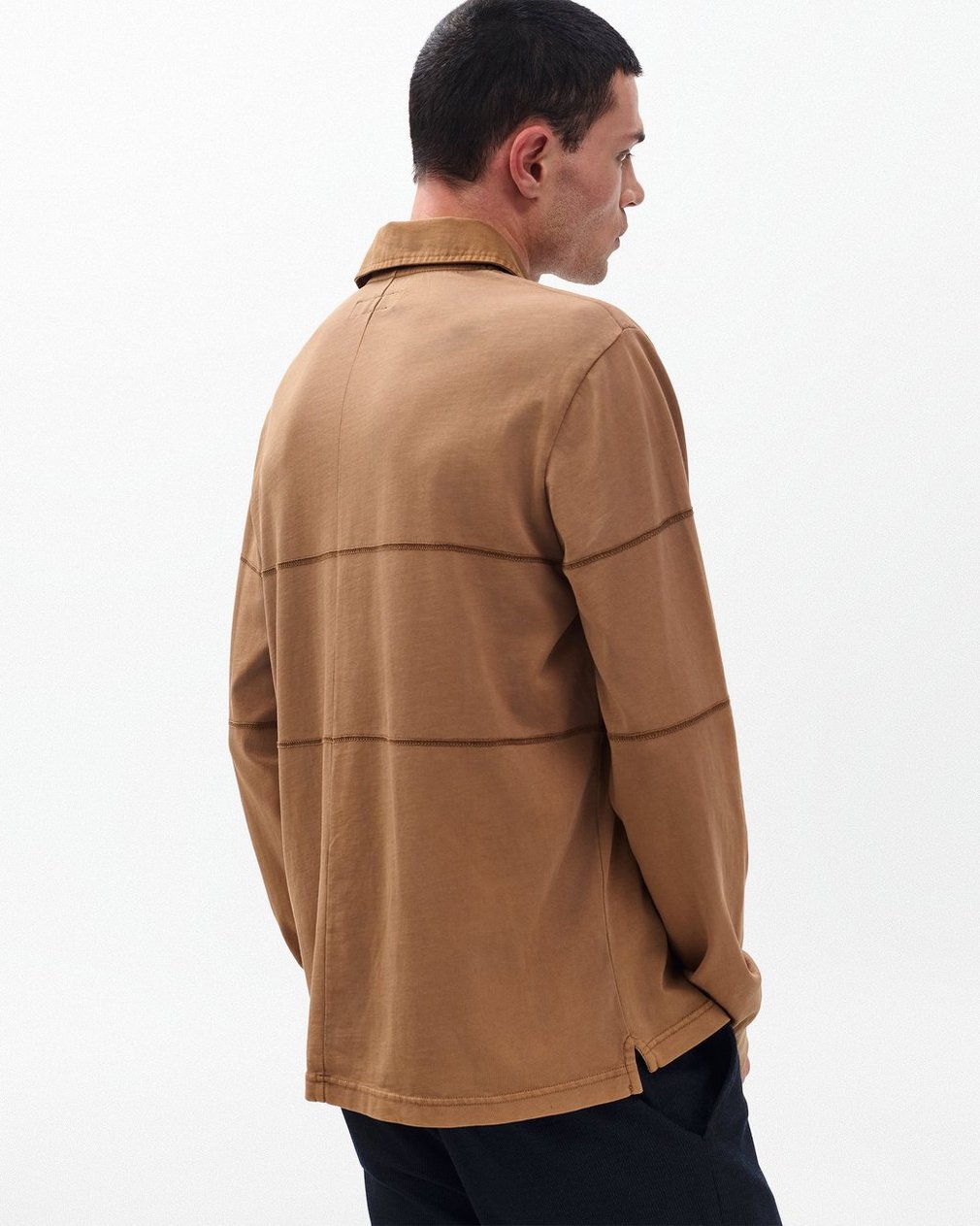 Washed Cotton Rugby Shirt - Washed Brown