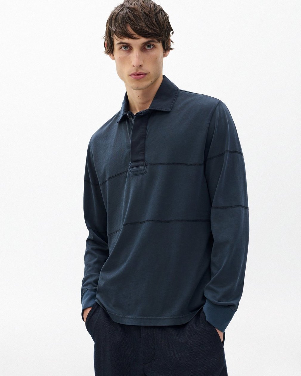 Washed Cotton Rugby Shirt - Washed Black