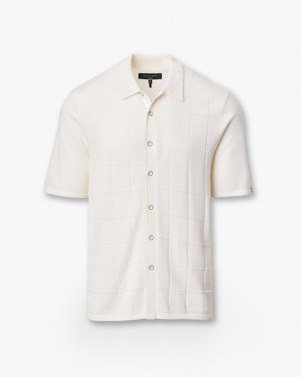 Dalton Windowpane Knit Shirt - Ivory