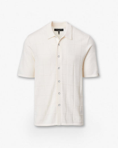 Dalton Windowpane Knit Shirt - Ivory