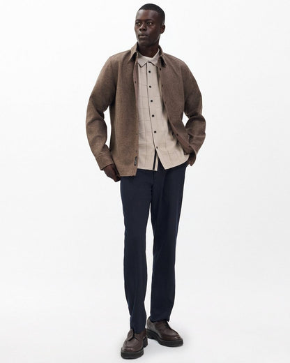 Dalton Windowpane Knit Shirt - Tan