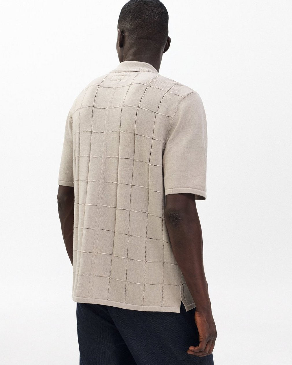 Dalton Windowpane Knit Shirt - Tan