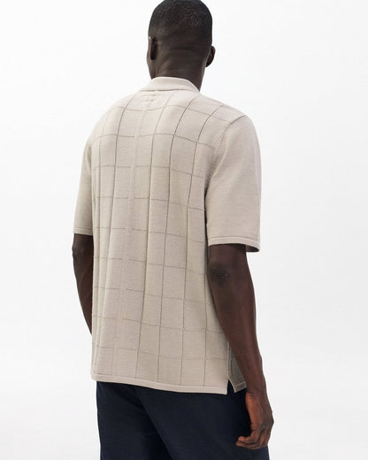 Dalton Windowpane Knit Shirt - Tan