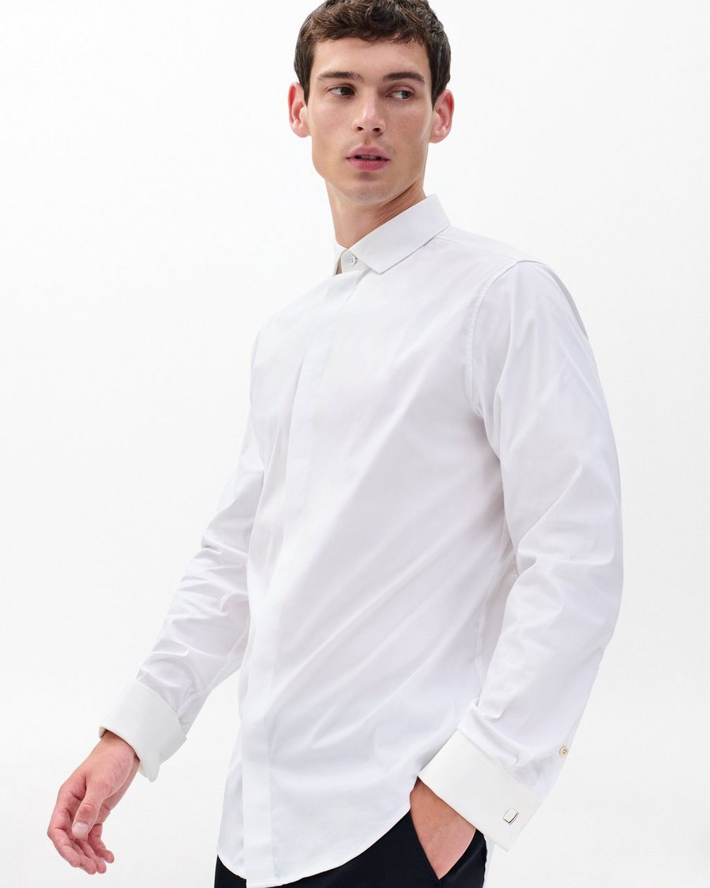 Patrick Poplin Tuxedo Shirt - White