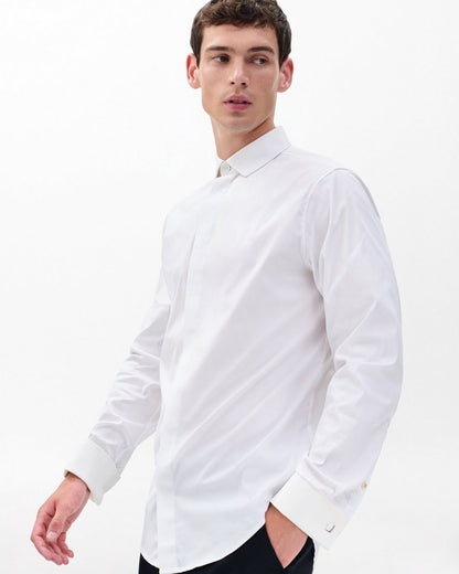 Patrick Poplin Tuxedo Shirt - White