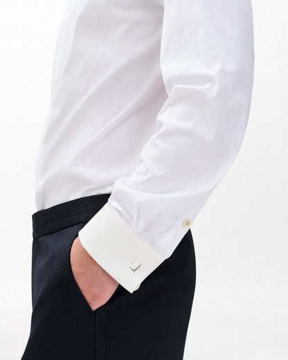 Patrick Poplin Tuxedo Shirt - White
