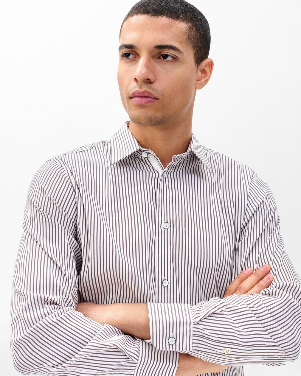Patrick Poplin Shirt - Coffee Stripe