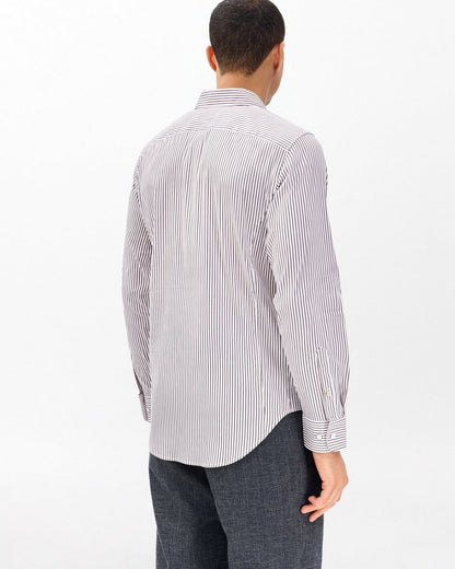 Patrick Poplin Shirt - Coffee Stripe
