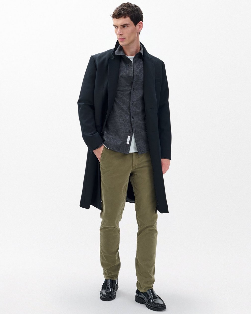 Tomlin Merino Wool Knit Shirt - Charcoal