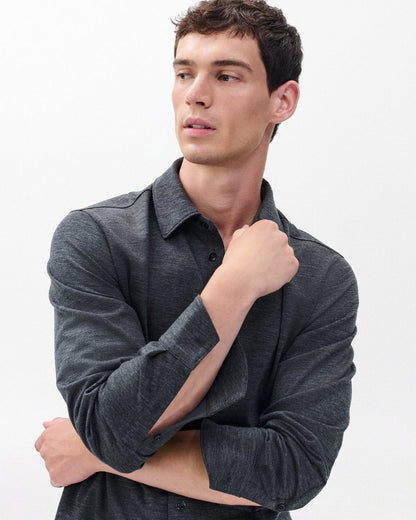 Tomlin Merino Wool Knit Shirt - Charcoal