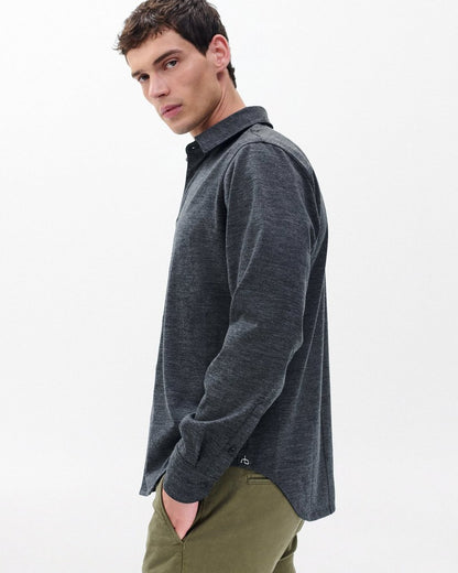 Tomlin Merino Wool Knit Shirt - Charcoal