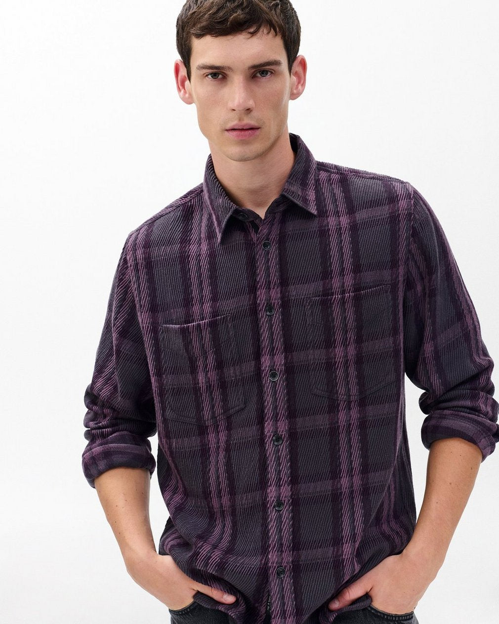Plaid Twill CPO Overshirt - Purple Fairfax