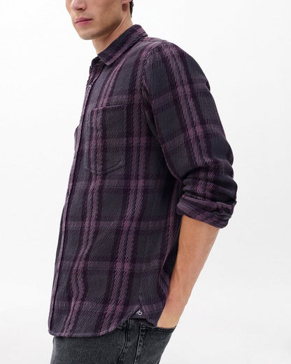 Plaid Twill CPO Overshirt - Purple Fairfax
