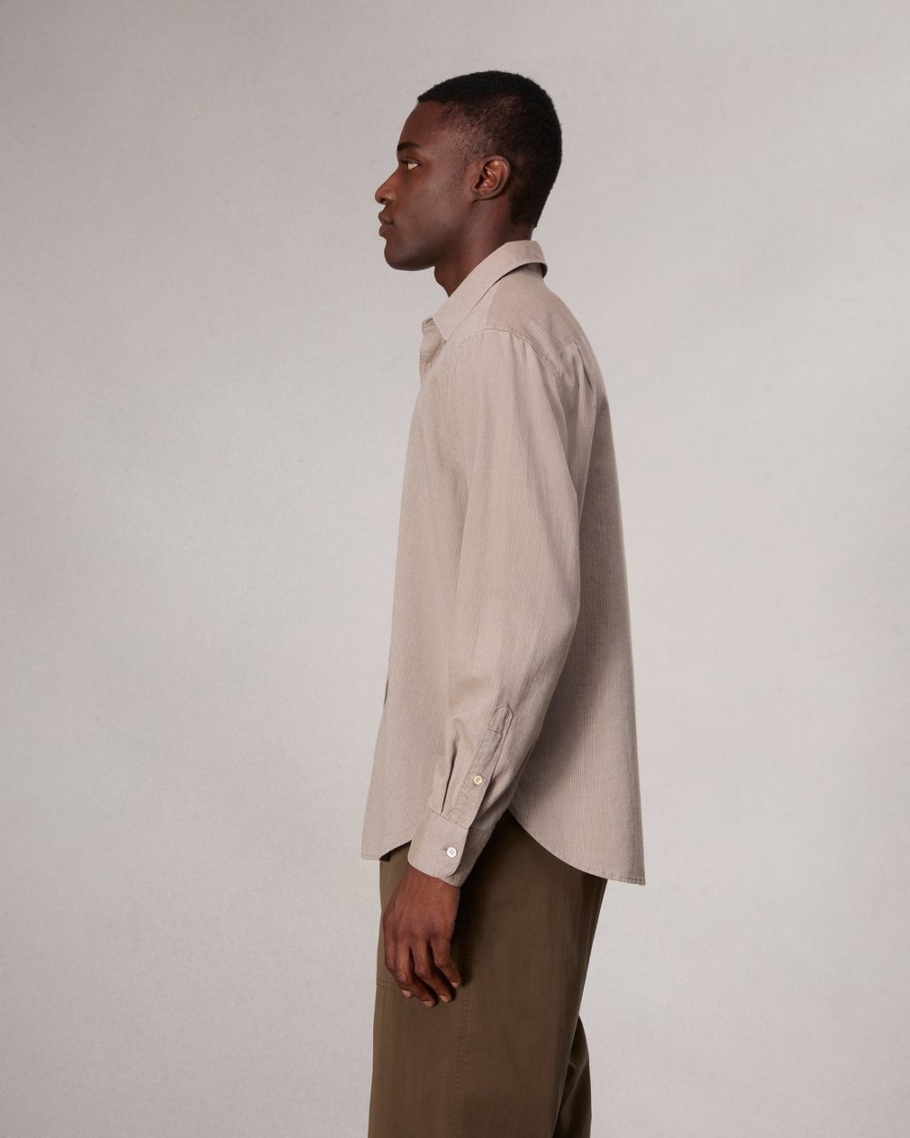 Finch Textured Striped Shirt - Khaki Stripe