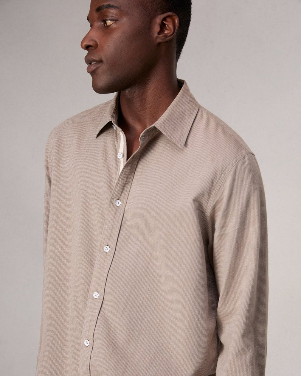 Finch Textured Striped Shirt - Khaki Stripe