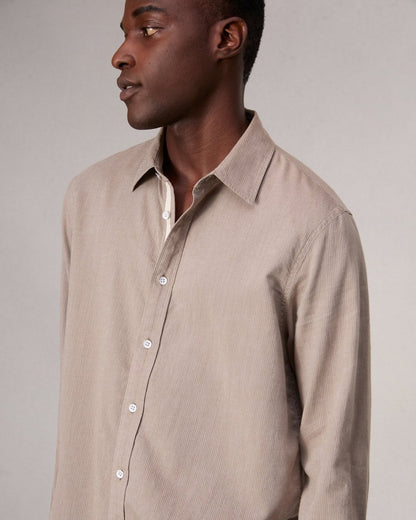 Finch Textured Striped Shirt - Khaki Stripe