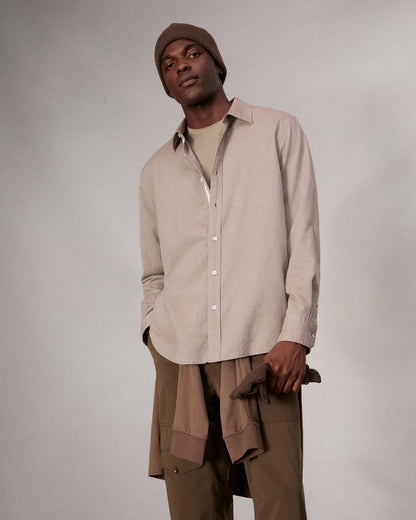 Finch Textured Striped Shirt - Khaki Stripe