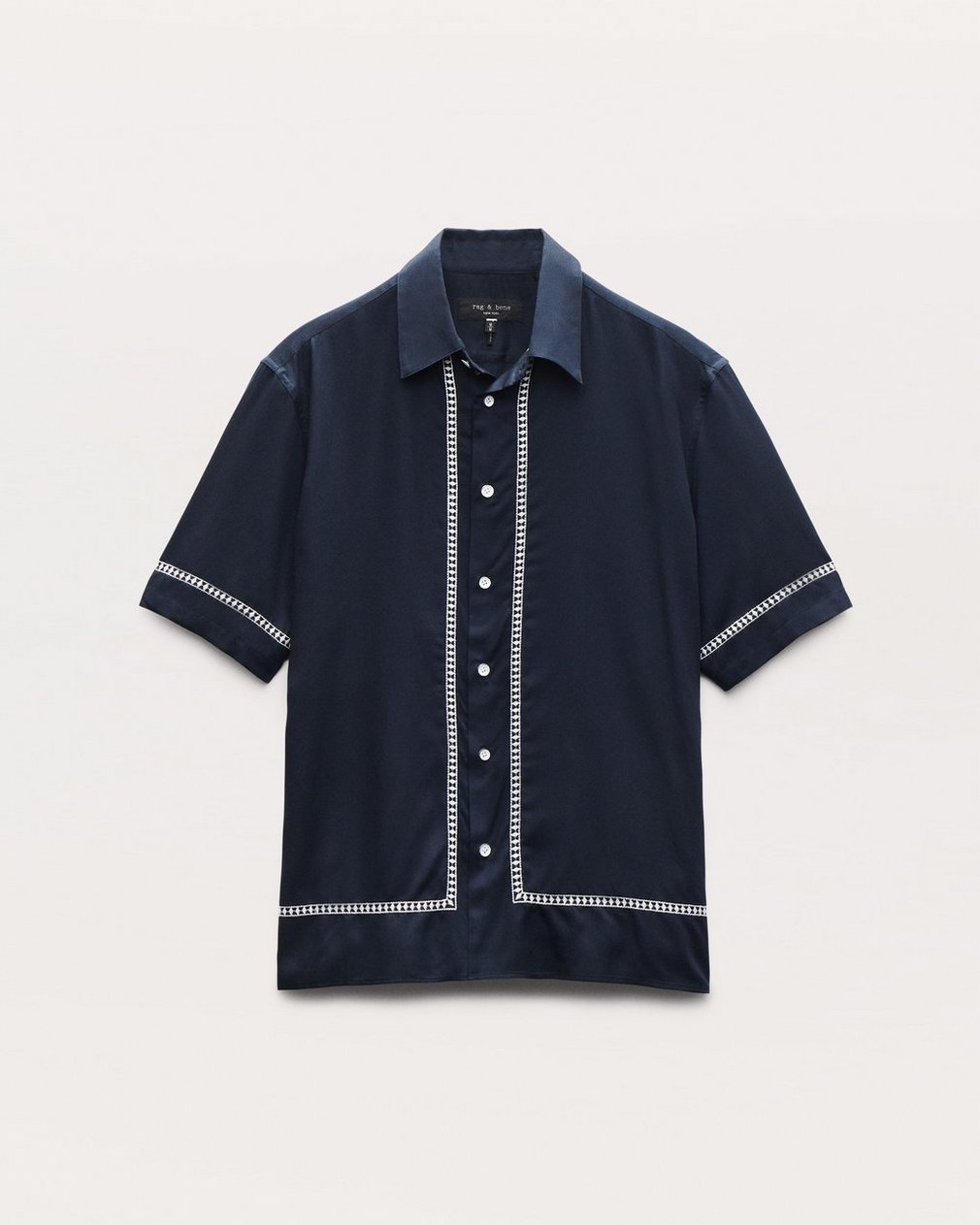 Dalton Embroidered Shirt - Blue Ezra Stripe