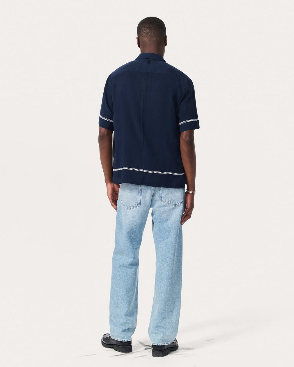 Dalton Embroidered Shirt - Blue Ezra Stripe