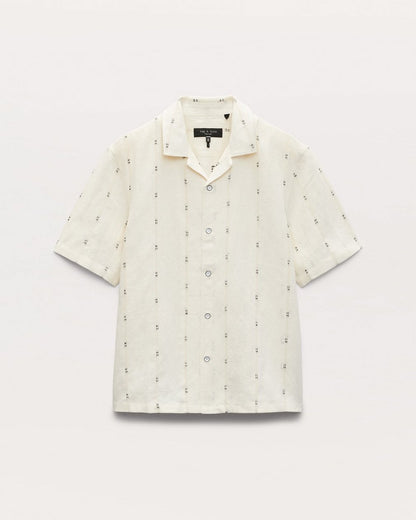 Avery Embroidered Camp Shirt - White Remi Stripe