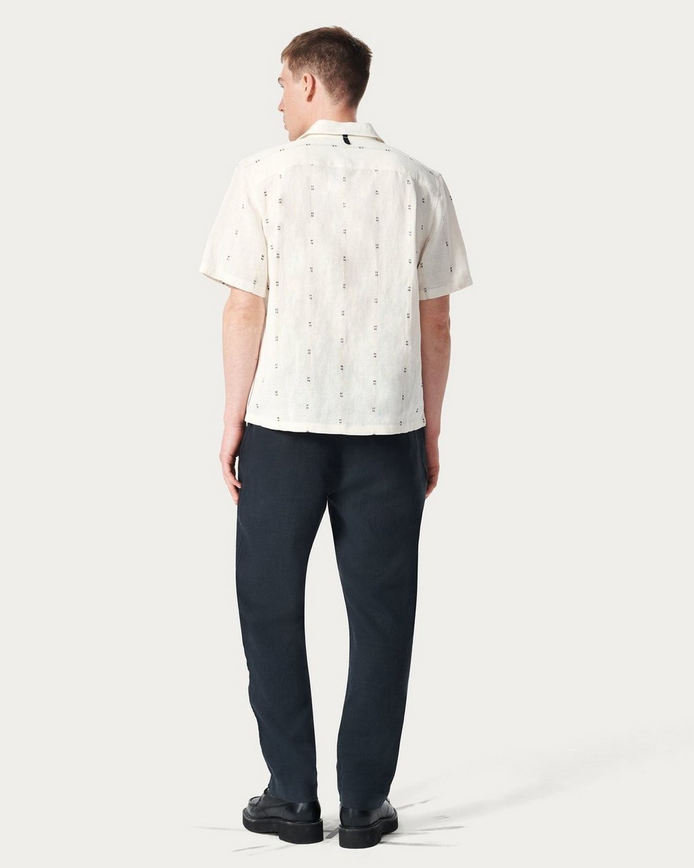 Avery Embroidered Camp Shirt - White Remi Stripe